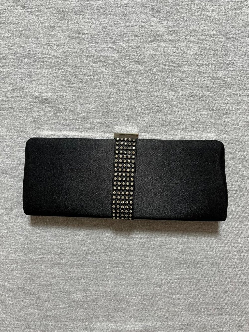 La Regale Black Satin Evening Clutch